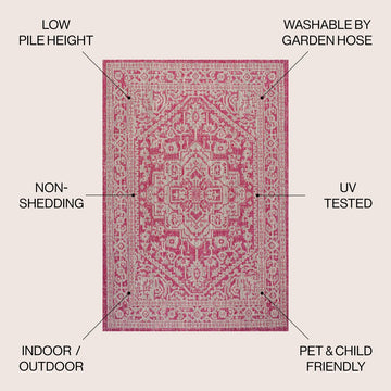 Sinjuri Medallion Textured Weave Indoor/outdoor Area Rug